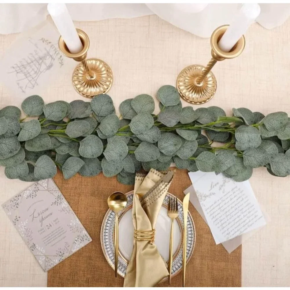 4 pack Eucalyptus Garland & 25 count Ivory Roses Set Wedding Decor
